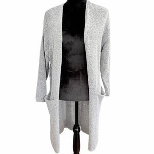 Active USA- Light Gray Open Front Cardigan Duster with Waist Tie (size S) NWOT